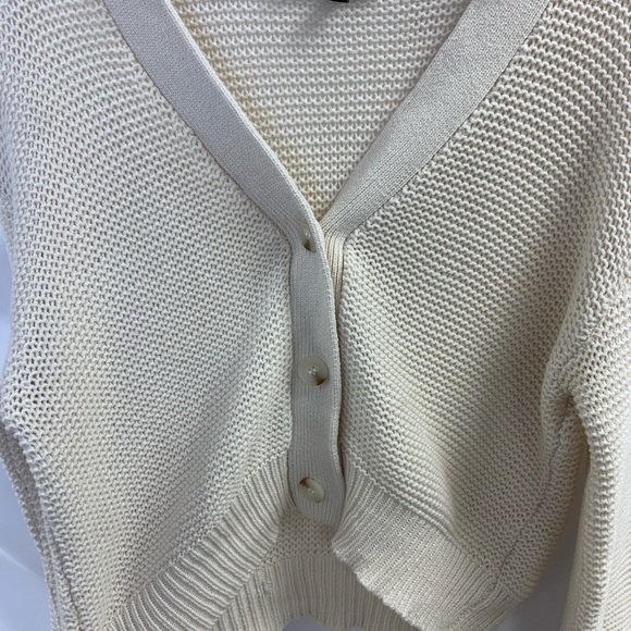 Lulu's Cream Cropped Cardigan with Balloon Sleeves - Picture 2 of 8